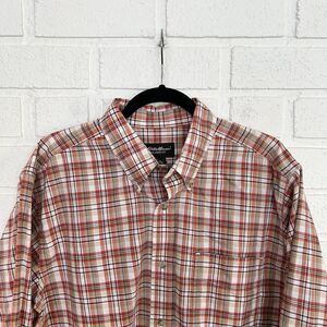 Eddie Bauer Relaxed Fit Button Up Shirt Mens Large Plaid Button Collar